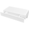 White MDF Floating Wall Display Shelf Drawer Book/DVD Storage – 48 cm, 1