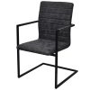 Cantilever Dining Chairs 2 pcs Black Faux Leather