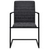 Cantilever Dining Chairs 2 pcs Black Faux Leather