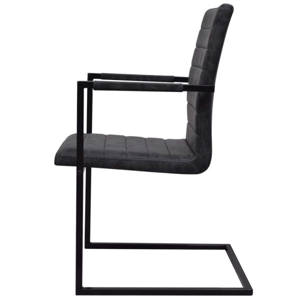 Cantilever Dining Chairs 2 pcs Black Faux Leather