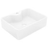 Ceramic Bathroom Sink Basin with Faucet Hole Square – White