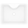 Ceramic Bathroom Sink Basin with Faucet Hole Square – White