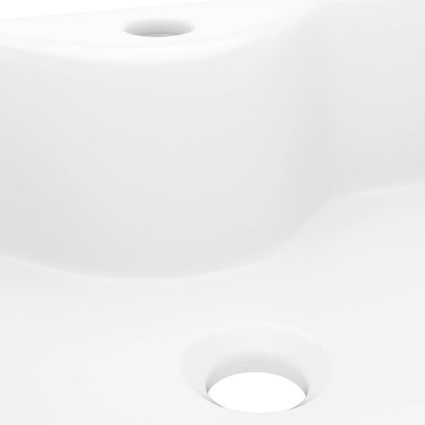 Ceramic Bathroom Sink Basin with Faucet Hole Square – White