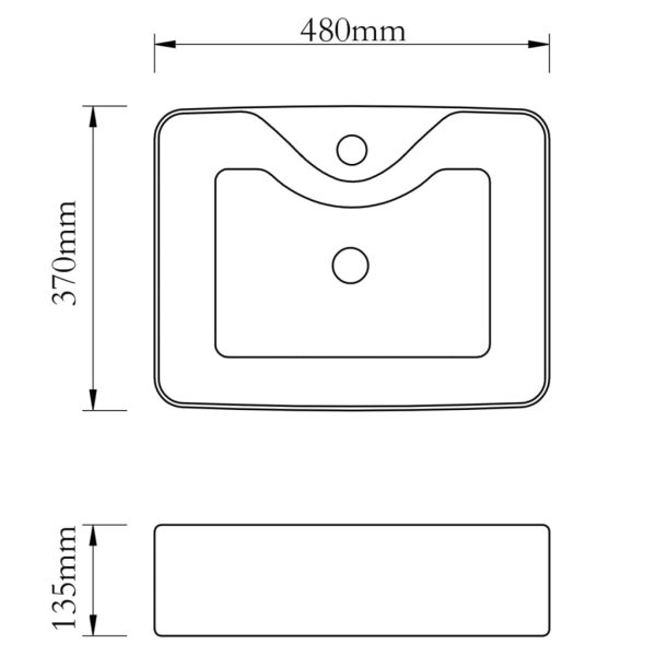 Ceramic Bathroom Sink Basin with Faucet Hole Square – White