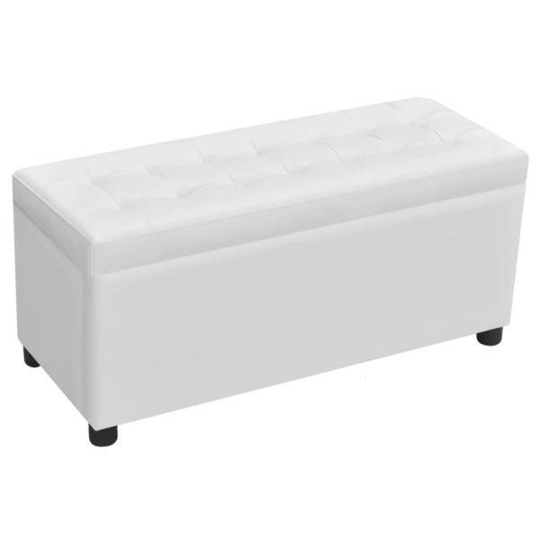 Storage Ottoman Artificial Leather – White