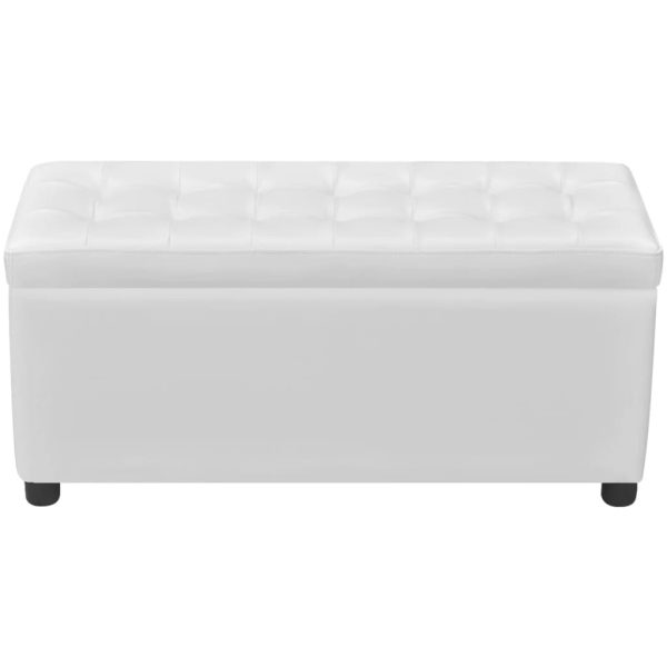 Storage Ottoman Artificial Leather – White