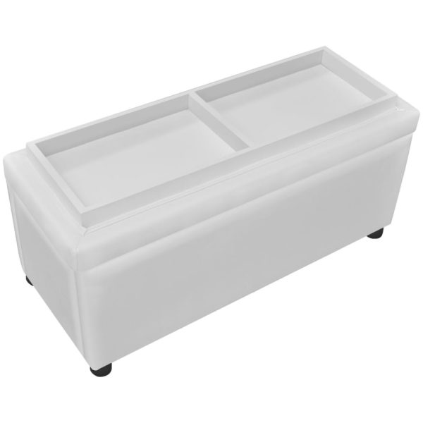 Storage Ottoman Artificial Leather – White