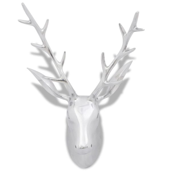 Wall Mounted Aluminium Deer’s Head Decoration Silver 62 cm