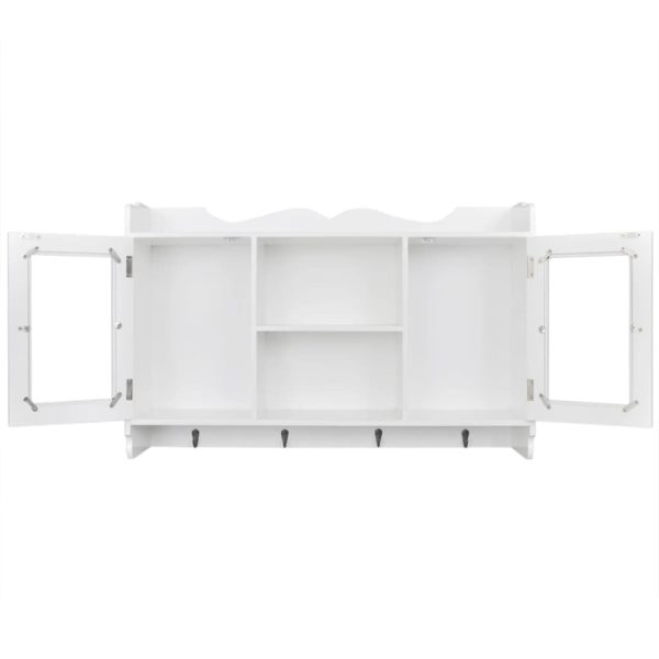 Wall Cabinet Display Shelf Book/DVD/Glass Storage White MDF