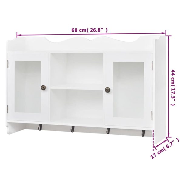 Wall Cabinet Display Shelf Book/DVD/Glass Storage White MDF