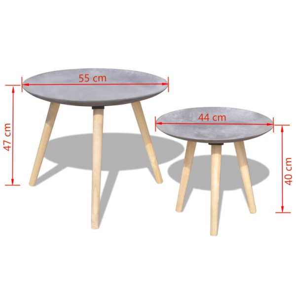 Two Piece Side Table/Coffee Table Set 55 cm&44 cm Concrete Grey