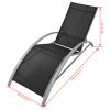 Sun Loungers with Umbrella Aluminium Black