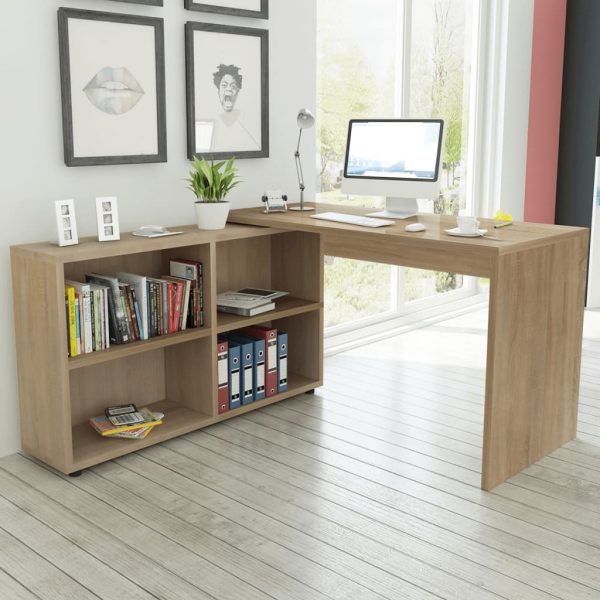 Corner Desk 4 Shelves – Oak