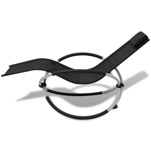 Outdoor Geometrical Sun Lounger Steel and – Black and Grey