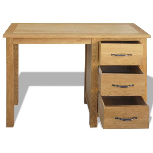 Desk with 3 Drawers 106x40x75 cm Solid Oak Wood