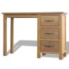 Desk with 3 Drawers 106x40x75 cm Solid Oak Wood