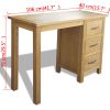 Desk with 3 Drawers 106x40x75 cm Solid Oak Wood