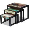 Three Piece Nesting Tables – MULTICOLOUR, Solid Reclaimed Wood