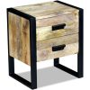 Navan Side Table with 2 Drawers Solid Mango Wood 43x33x51 cm