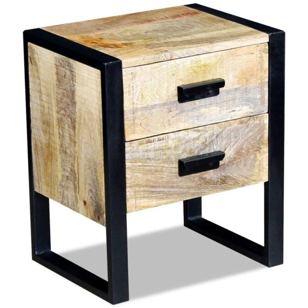 Navan Side Table with 2 Drawers Solid Mango Wood 43x33x51 cm