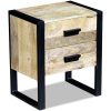 Navan Side Table with 2 Drawers Solid Mango Wood 43x33x51 cm