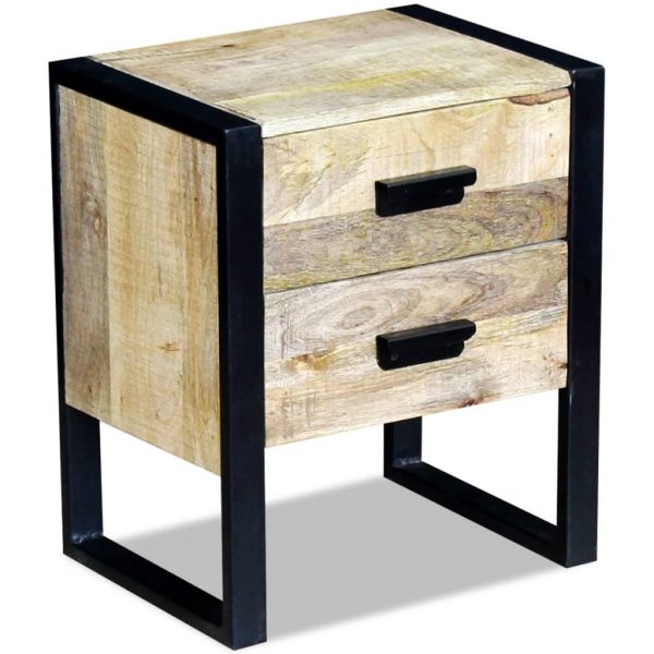 Navan Side Table with 2 Drawers Solid Mango Wood 43x33x51 cm