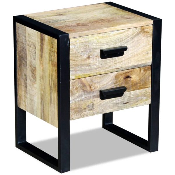 Navan Side Table with 2 Drawers Solid Mango Wood 43x33x51 cm