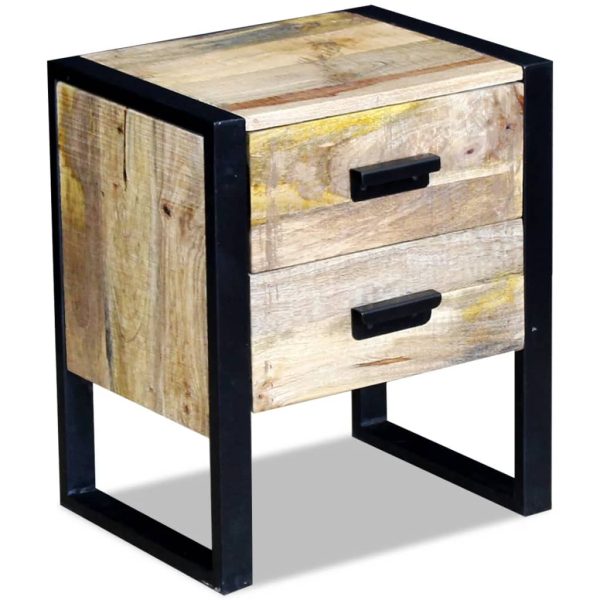 Navan Side Table with 2 Drawers Solid Mango Wood 43x33x51 cm