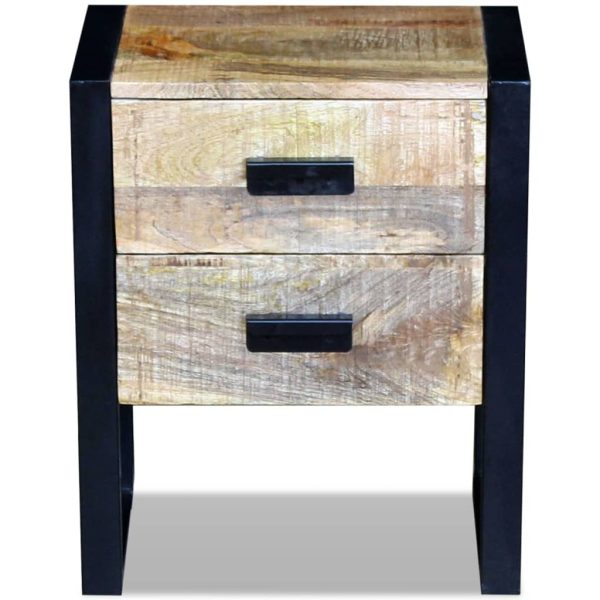 Navan Side Table with 2 Drawers Solid Mango Wood 43x33x51 cm