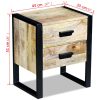 Navan Side Table with 2 Drawers Solid Mango Wood 43x33x51 cm