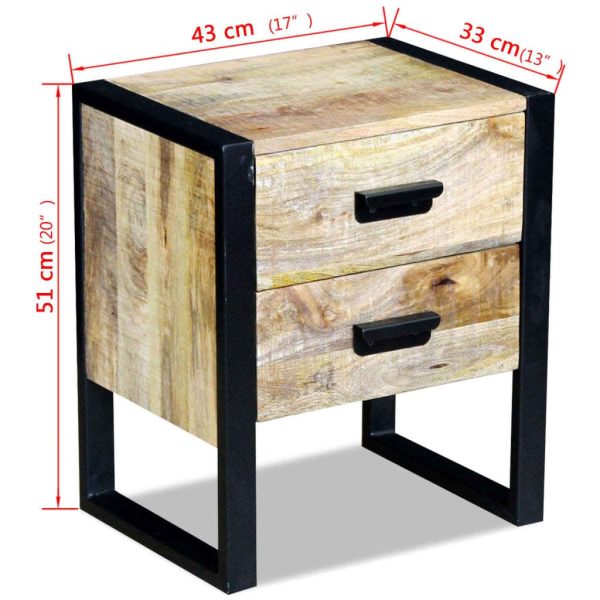 Navan Side Table with 2 Drawers Solid Mango Wood 43x33x51 cm