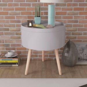 Howell Side Table with Serving Tray Round 39.5×44.5 cm – Grey