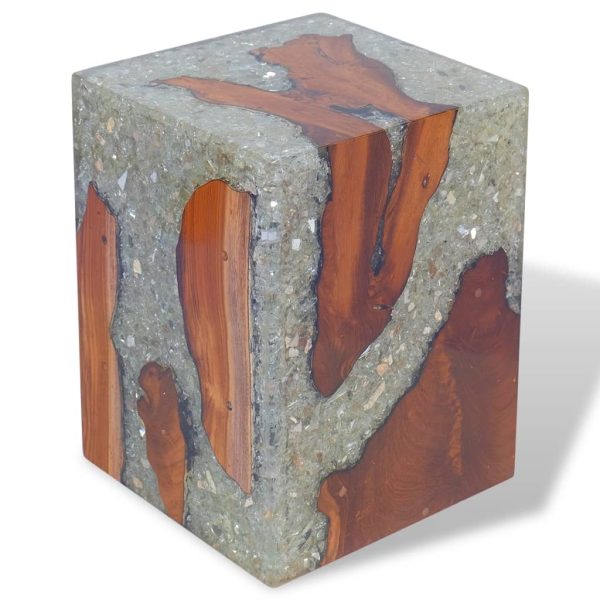 Stool Solid Teak Wood and Resin