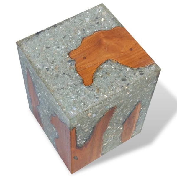 Stool Solid Teak Wood and Resin