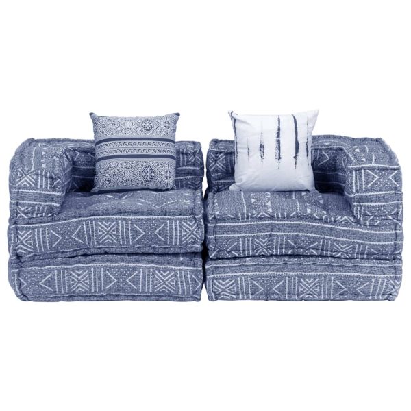 Pawtucket 2-Seater Modular Pouffe Indigo Fabric