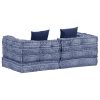 Pawtucket 2-Seater Modular Pouffe Indigo Fabric