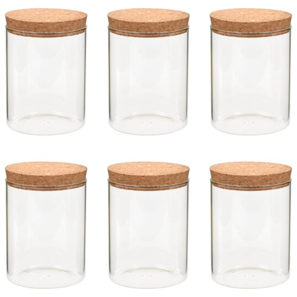 Storage Glass Jars with Cork Lid 6 pcs – 650 ml