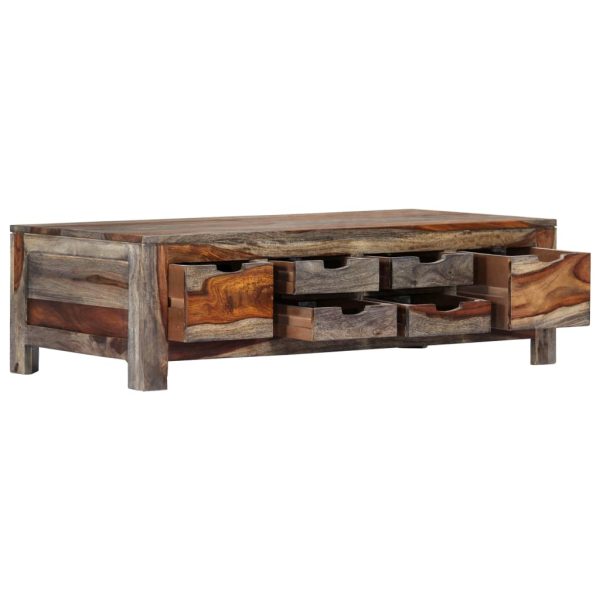 Coffee Table Grey 100x50x30 cm Solid Sheesham Wood