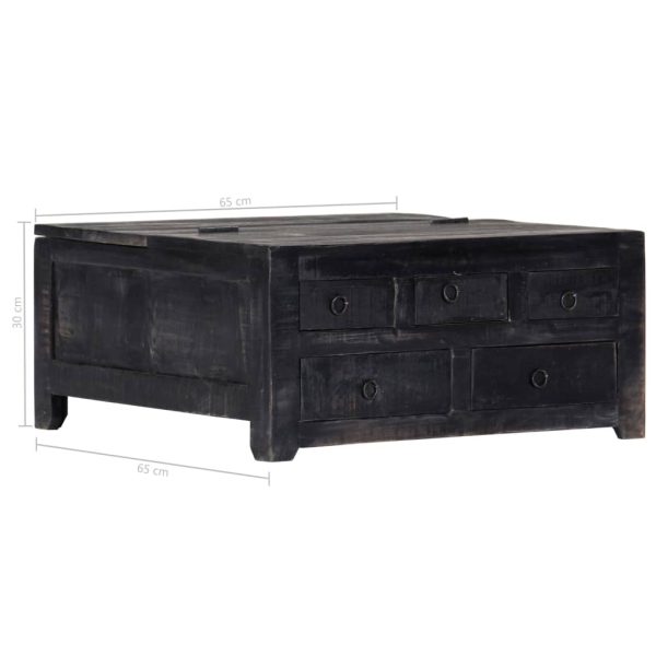 Coffee Table Black 65x65x30 cm Solid Mango Wood