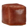 Pouffe Tan 40x40x40 cm Genuine Goat Leather – Tan