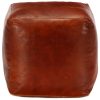 Pouffe Tan 40x40x40 cm Genuine Goat Leather – Tan