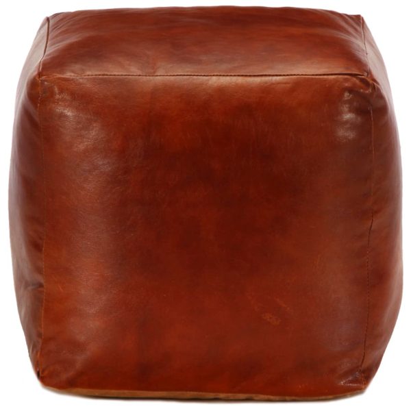 Pouffe Tan 40x40x40 cm Genuine Goat Leather – Tan