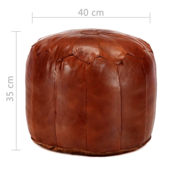 Pouffe Tan 40×35 cm Genuine Goat Leather