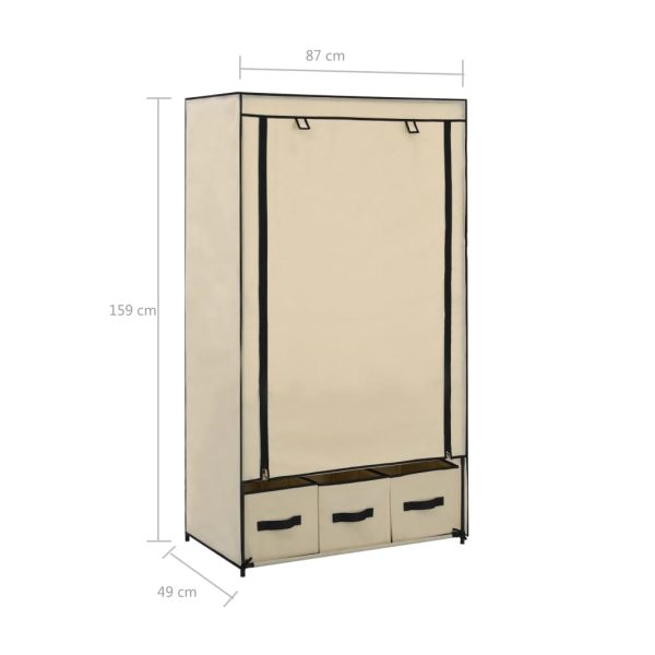 Wardrobe Cream 87x49x159 cm Fabric