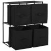 Storage Cabinet with 4 Fabric Baskets Black 63x30x71 cm Steel