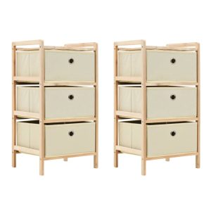 Storage Rack with Fabric Baskets Cedar Wood Beige