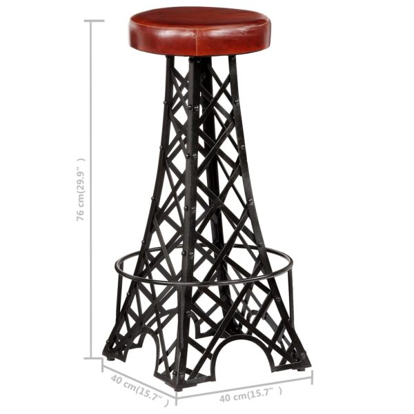 Bar Stools 2 pcs Real Leather – Brown