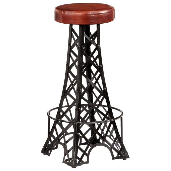 Bar Stools 2 pcs Real Leather – Brown