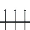 Garden Fence with Spear Top Steel Black – 0.6 m, 1.7 m