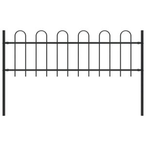 Garden Fence with Hoop Top Steel Black